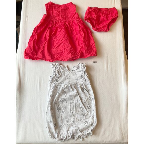 Carter’s Baby Girl Dress size 9M Red & Rompers Size 9M Gray Bunny Flower - Picture 7 of 7